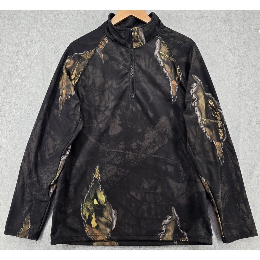 Mossy Oak Woodland Camouflage 1/4 Zip Pullover Men's M Fleece Lined Hunting